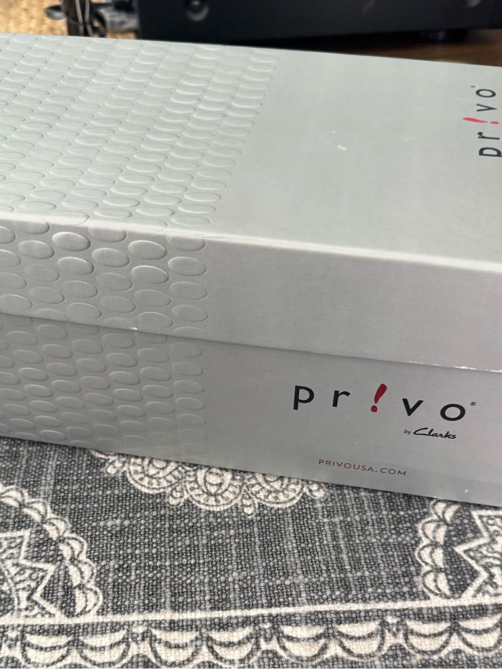 Clarks Stone Gray Shoe Box with Label